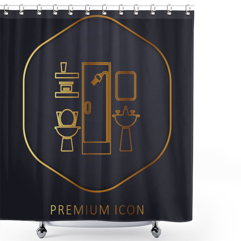 Personality  Bathroom Furniture Golden Line Premium Logo Or Icon Shower Curtains