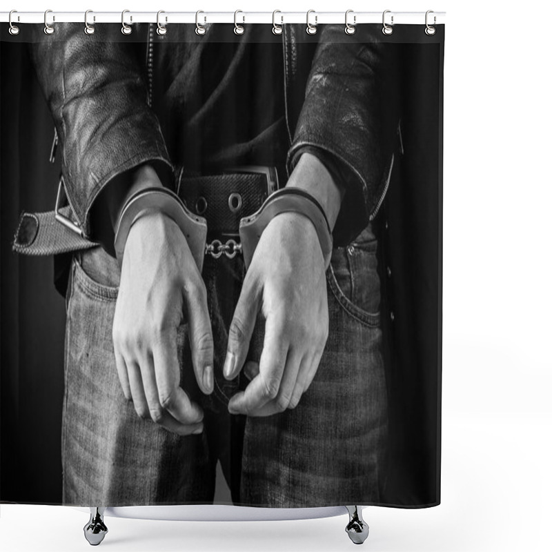 Personality  Man Hands In Handcuffs I Shower Curtains