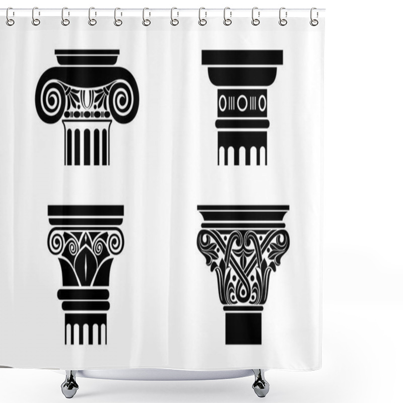 Personality  Set Of Silhouettes Of Capitals Shower Curtains