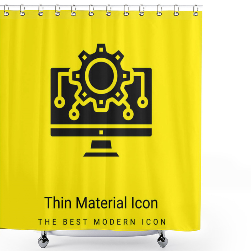 Personality  Algorithm Minimal Bright Yellow Material Icon Shower Curtains