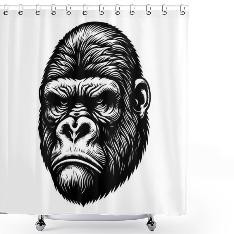 Personality  Gorilla Head Hand Drawn Vector Illustration Shower Curtains