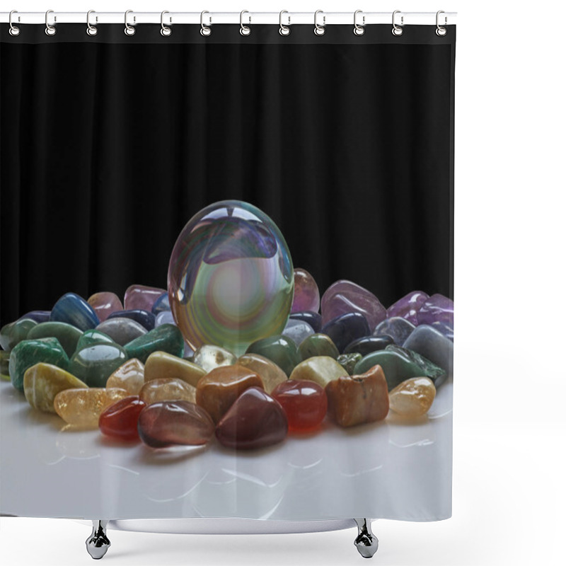 Personality  Crystal Ball Surrounded By Healing Crystals Shower Curtains