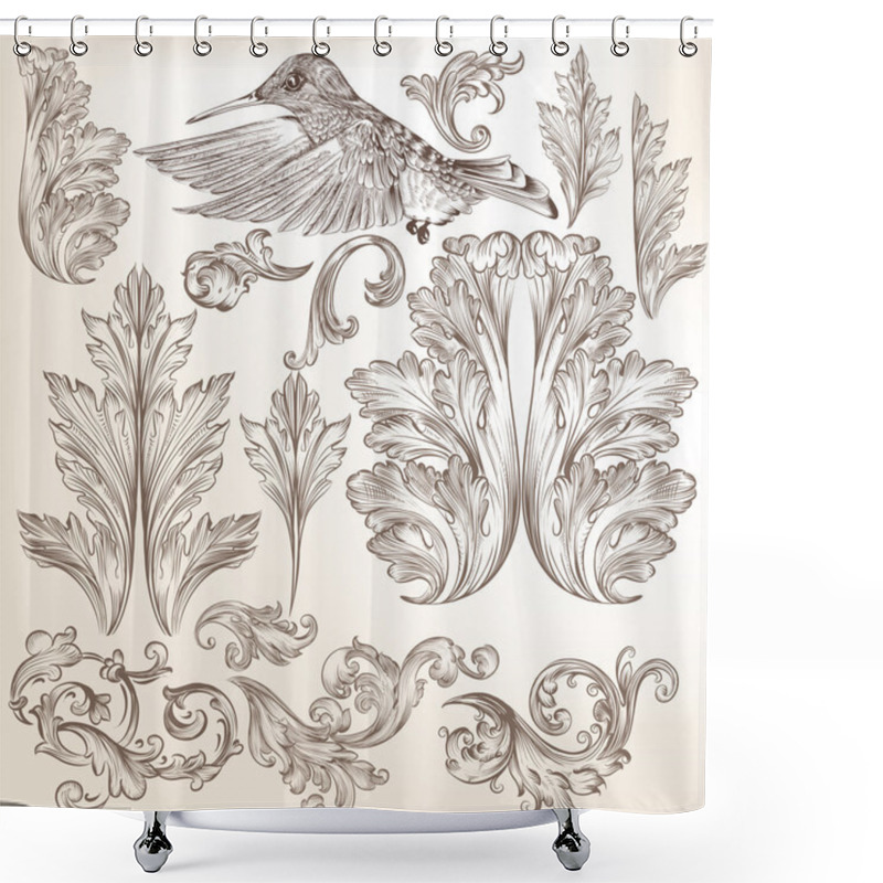 Personality  Collection Of Vector Swirls And Floral Elements For Design Shower Curtains