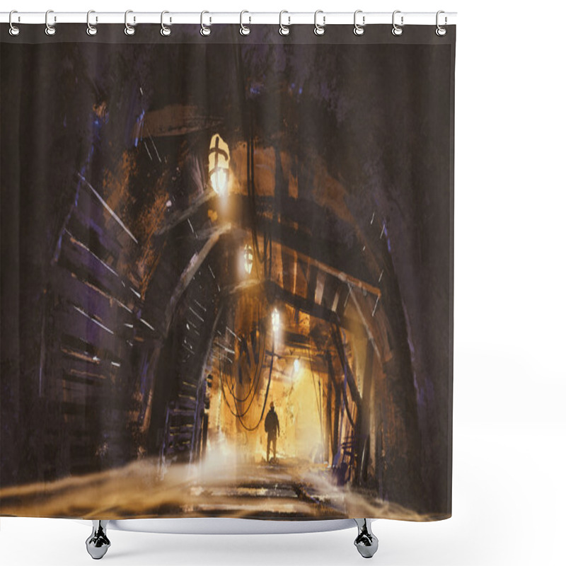 Personality  Inside Of The Mine Shaft With Fog Shower Curtains