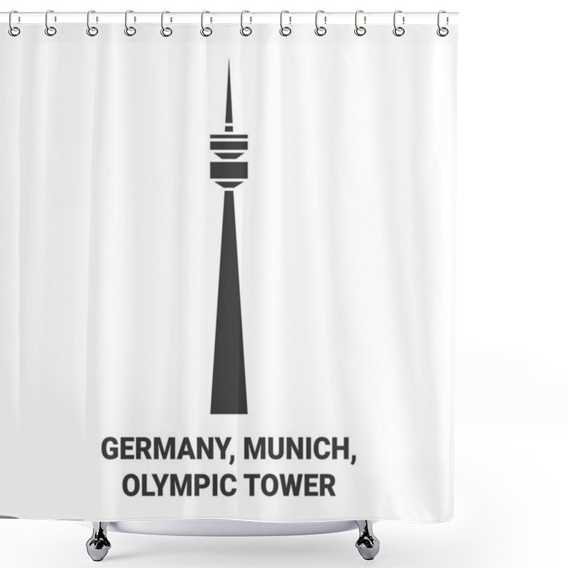 Personality  Germany, Munich, Olympic Tower Travel Landmark Line Vector Illustration Shower Curtains