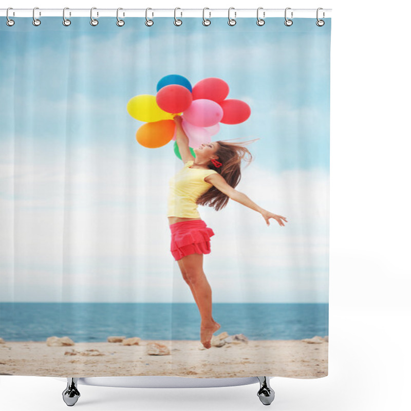 Personality  Girl With Balloons Shower Curtains