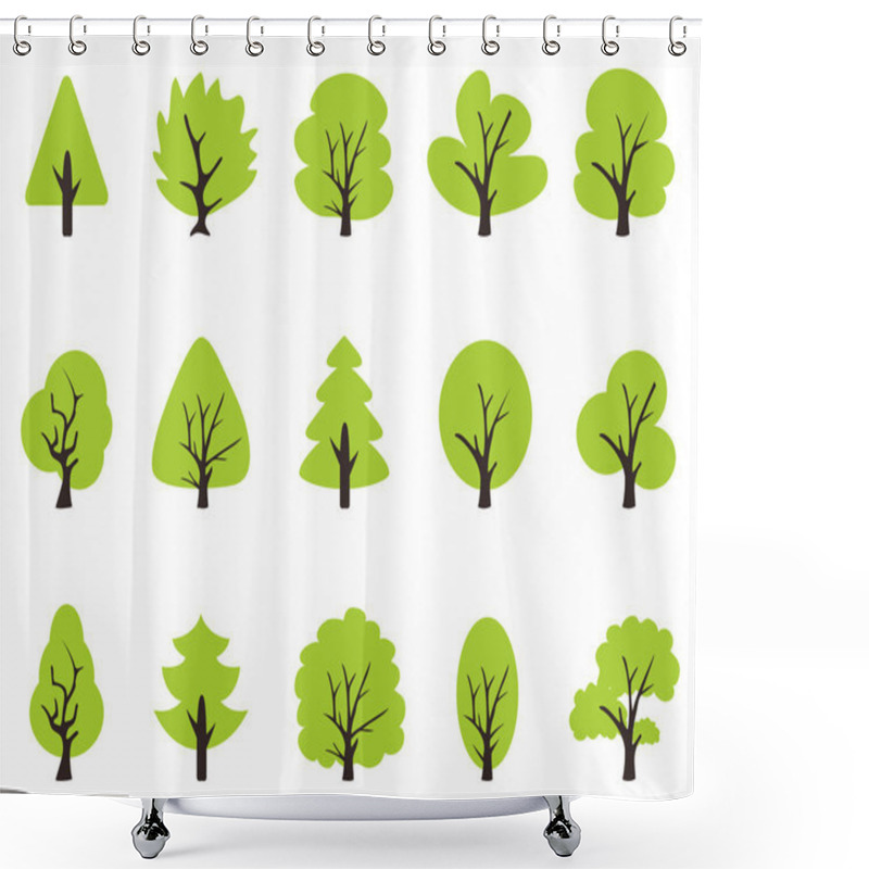 Personality  Green Tree Icons Set Shower Curtains