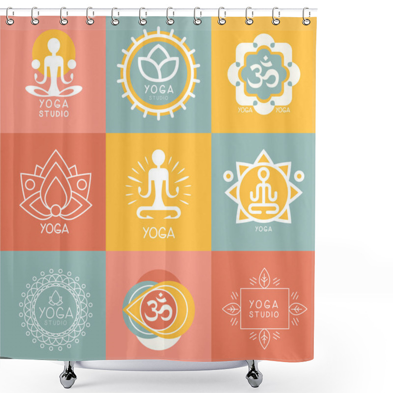 Personality  Vector Yoga Icons Shower Curtains