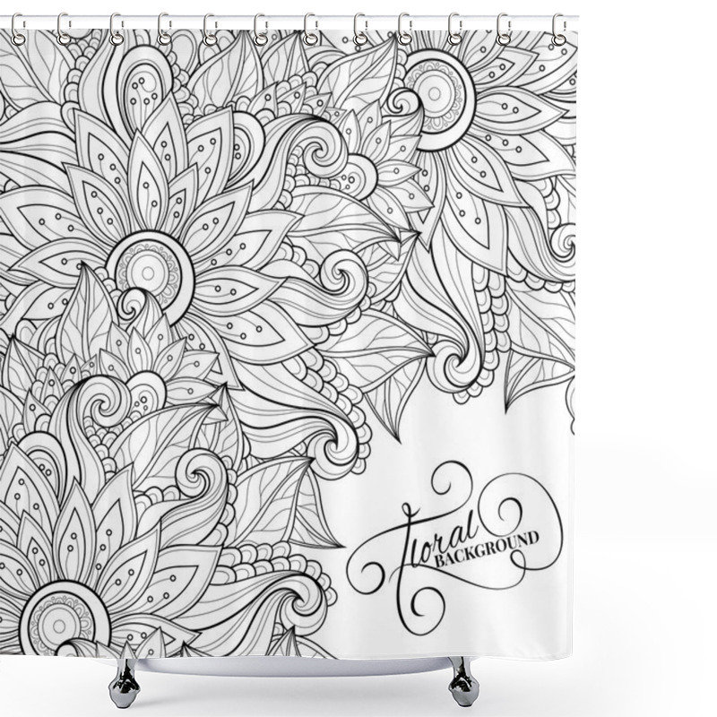 Personality  Abstract Monochrome Floral Pattern Shower Curtains