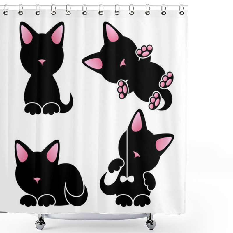 Personality  Abstract Cute Kitten Vector Set Shower Curtains