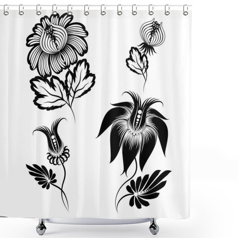 Personality  Floral Graphic Design Elements Vector Shower Curtains