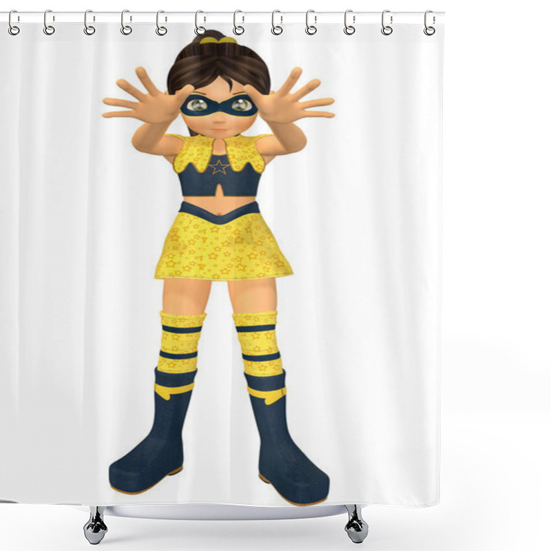 Personality  3d Render Of A Cute Toon Hero Girl Shower Curtains