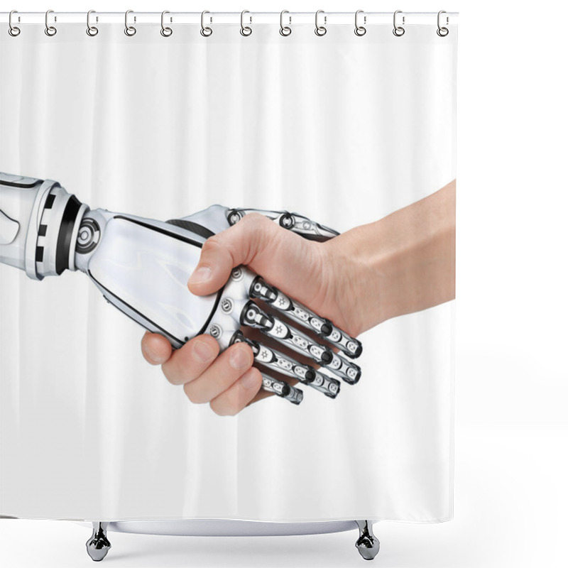 Personality  Male Robot And Human Shower Curtains