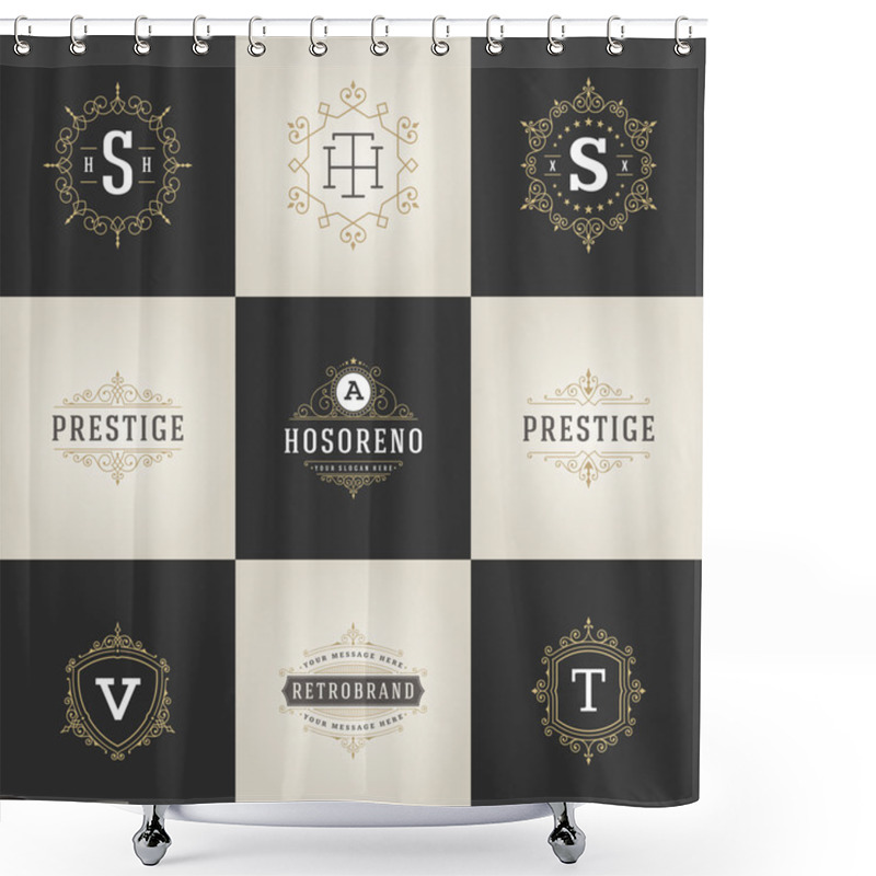 Personality  Set Luxury Logos Template Flourishes Calligraphic Shower Curtains