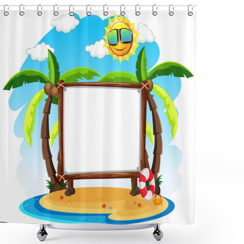 Personality  Blank Banner With Summer Theme Illustration Shower Curtains