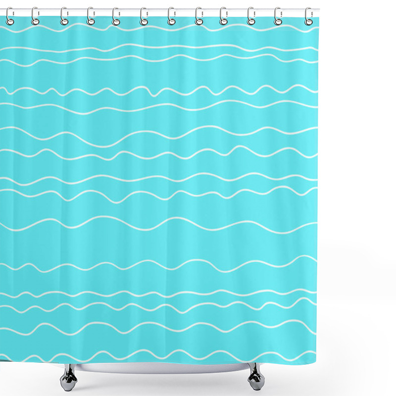 Personality  Sea Pattern. Hand Drawn Dinamic Scrawls. Pattern With Lines And Waves. Universal Wavy Texture. Abstract Dinamic Background. Doodle For Design. Lineal Wallpaper. Decorative Style Shower Curtains