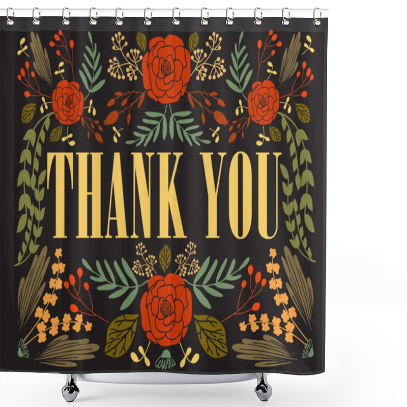 Personality  Words THANK YOU With  Flowers And Leaves Shower Curtains