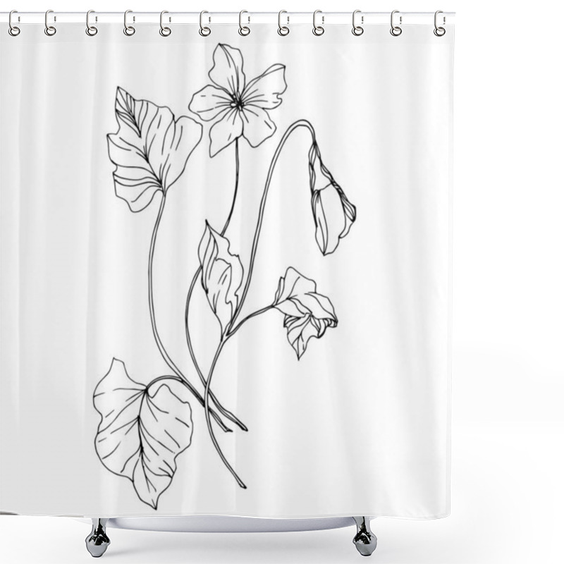 Personality  Vector Wildflowers Floral Botanical Flowers. Black And White Engraved Ink Art. Isolated Flower Illustration Element. Shower Curtains