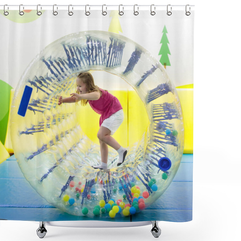 Personality  Child Play In Roller Wheel. Kids On Trampoline.  Shower Curtains