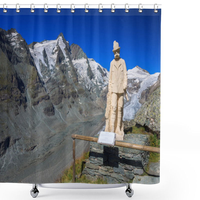 Personality  View Of Grossglockner Mountain And Emperor Franz Josef Statue In The Foreground Shower Curtains