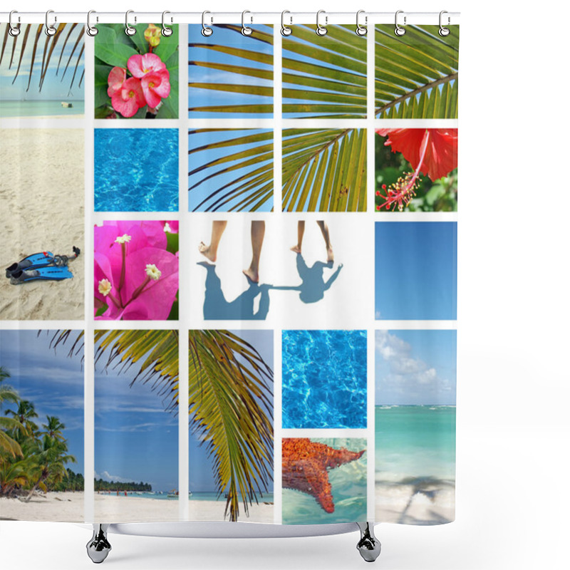 Personality  Tropical Collage. Exotic Travel. Shower Curtains