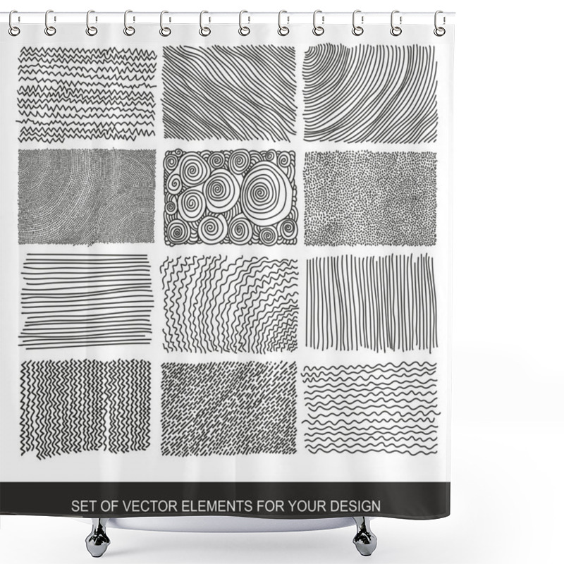 Personality  Collection Of Textures, Brushes, Graphics, Design Element. Hand- Shower Curtains