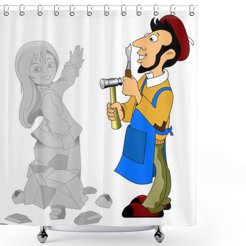 Personality  Sculptor Boy Holding Chisel Shower Curtains