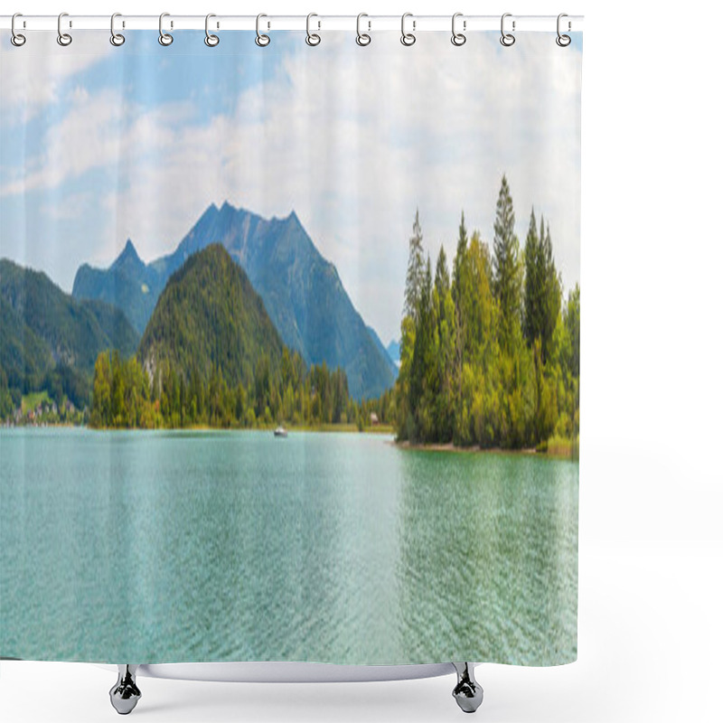 Personality  East Shore Of Lake Wolfgangsee, Forests And Mountains, Hill Burgl Near Strobl, Alps, Austria Shower Curtains