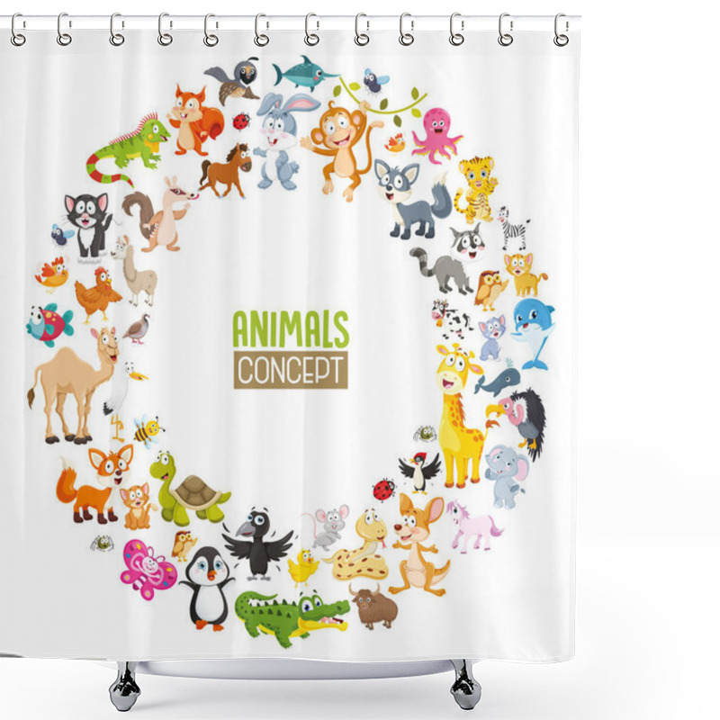 Personality  Vector Illustration Of Cartoon Animals Collection Shower Curtains