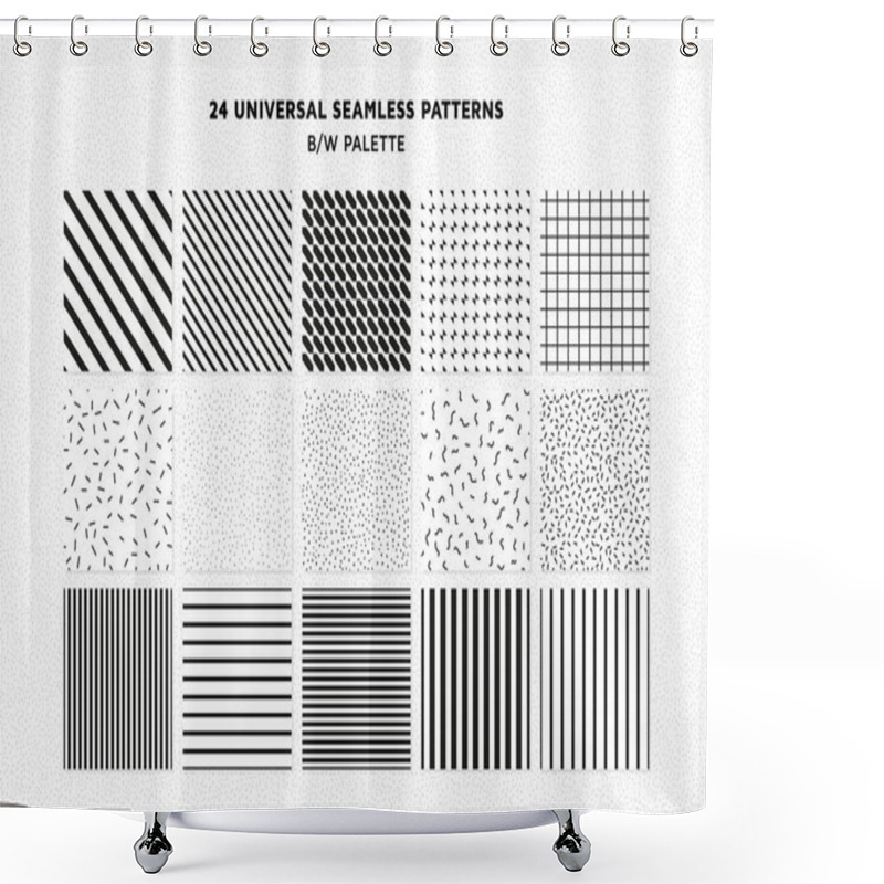 Personality  Universal Vector Seamless Patterns Set Of Simple Elements Shower Curtains