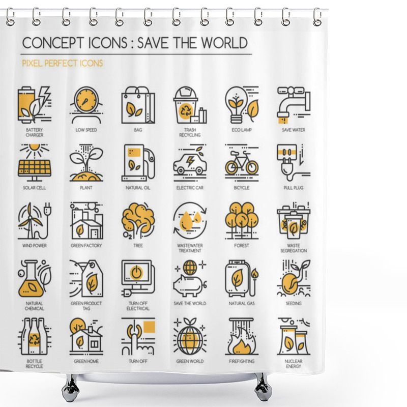 Personality  Save The World Icons Shower Curtains