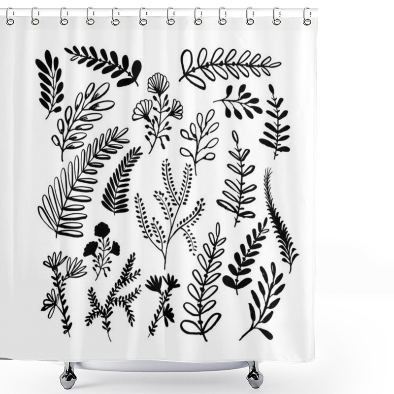 Personality  Collection Of Hand Drawn Branch.  Shower Curtains