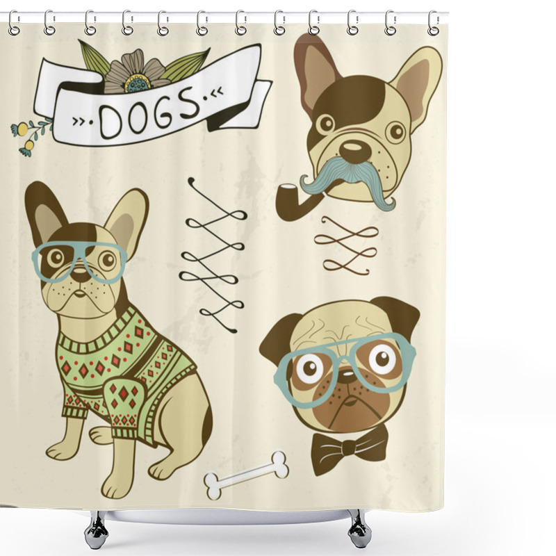 Personality  Cute Dogs Collection Shower Curtains