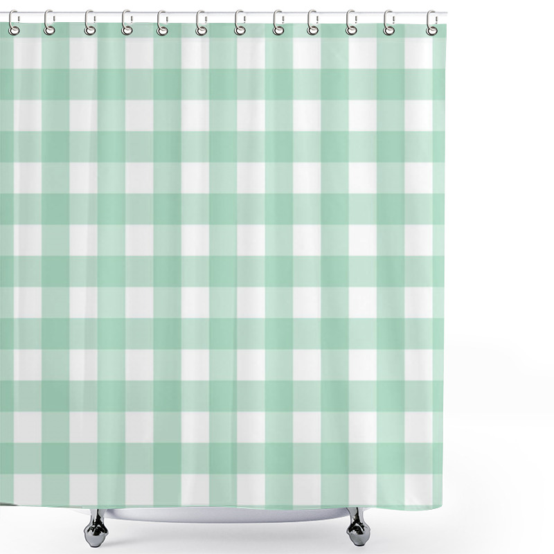 Personality  Green And White Plaid Gingham Pattern Shower Curtains