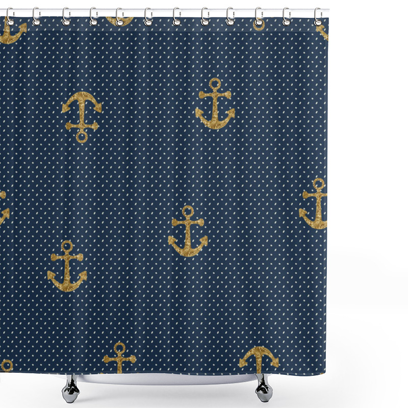 Personality  Vector Hand Drawn Anchor Seamless Pattern Shower Curtains