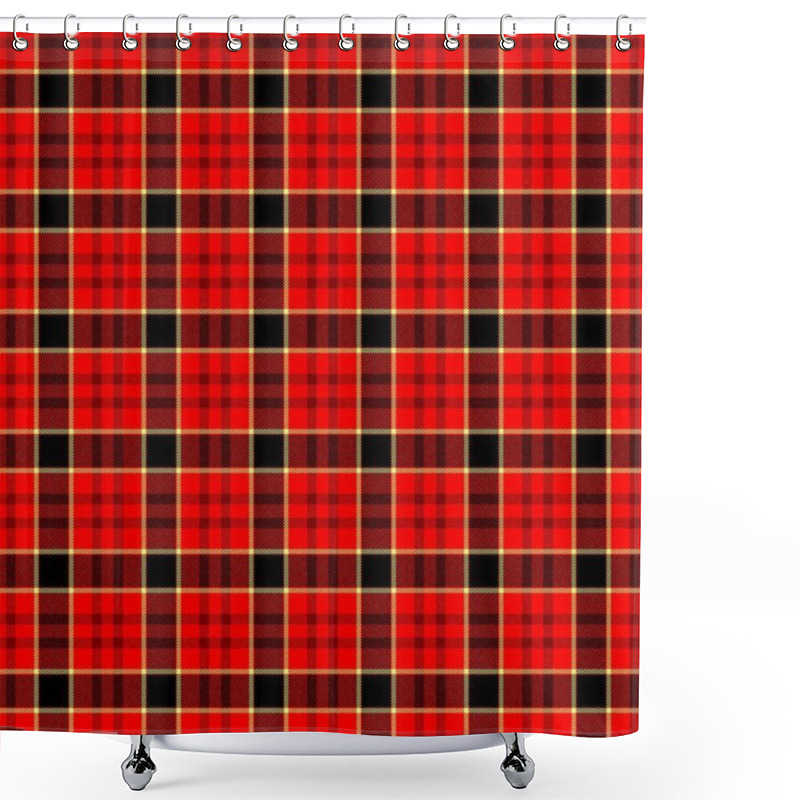 Personality  Red Black Yellow Check Diamond Tartan Plaid Fabric Seamless Pattern Texture Background Shower Curtains