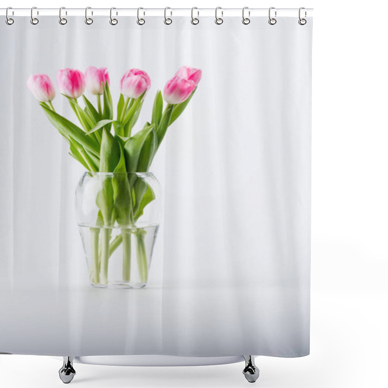 Personality  Pink Tulips In Vase Shower Curtains