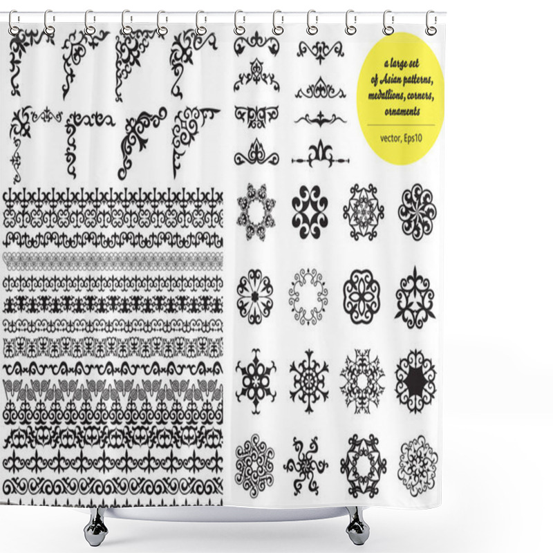 Personality  Asian Large Set Of Patterns And Ornaments. Set Of Seamless Borde Shower Curtains