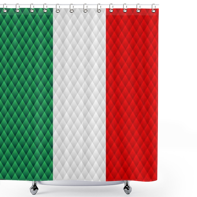 Personality  Mosaic Flag Of The Italy - Illustration, Three Dimensional Flag Of Italy Shower Curtains