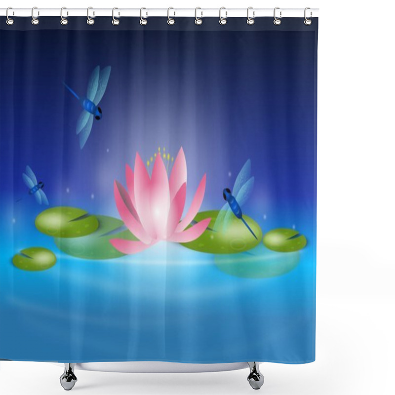 Personality  Night Water Lily Shower Curtains