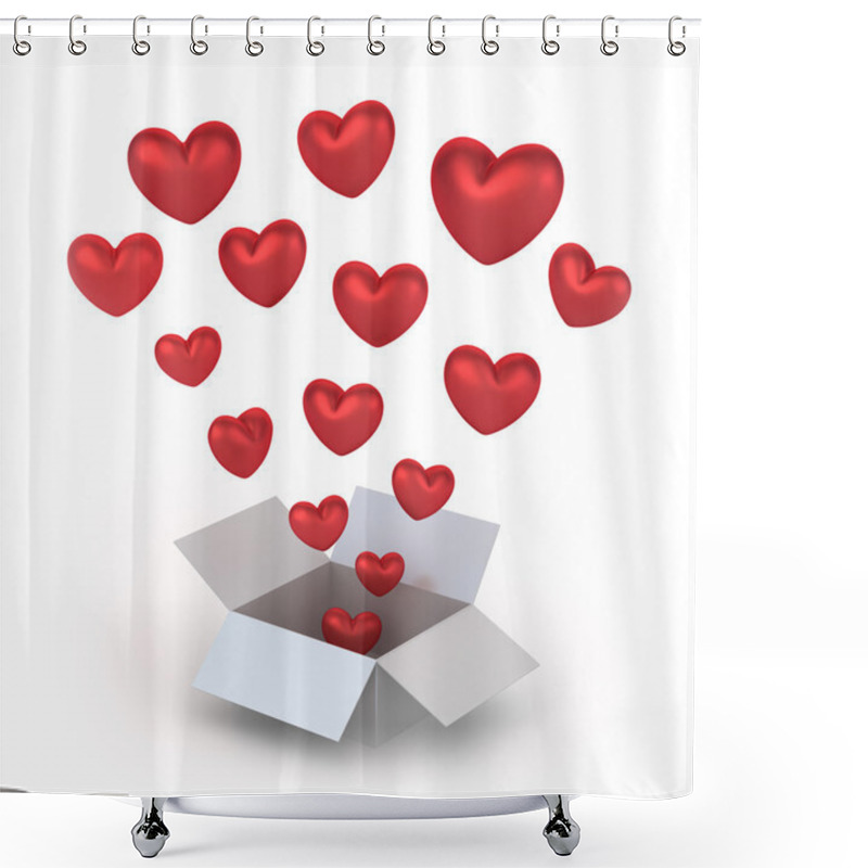 Personality  Opened Gift Box Red Heart Inside Shower Curtains