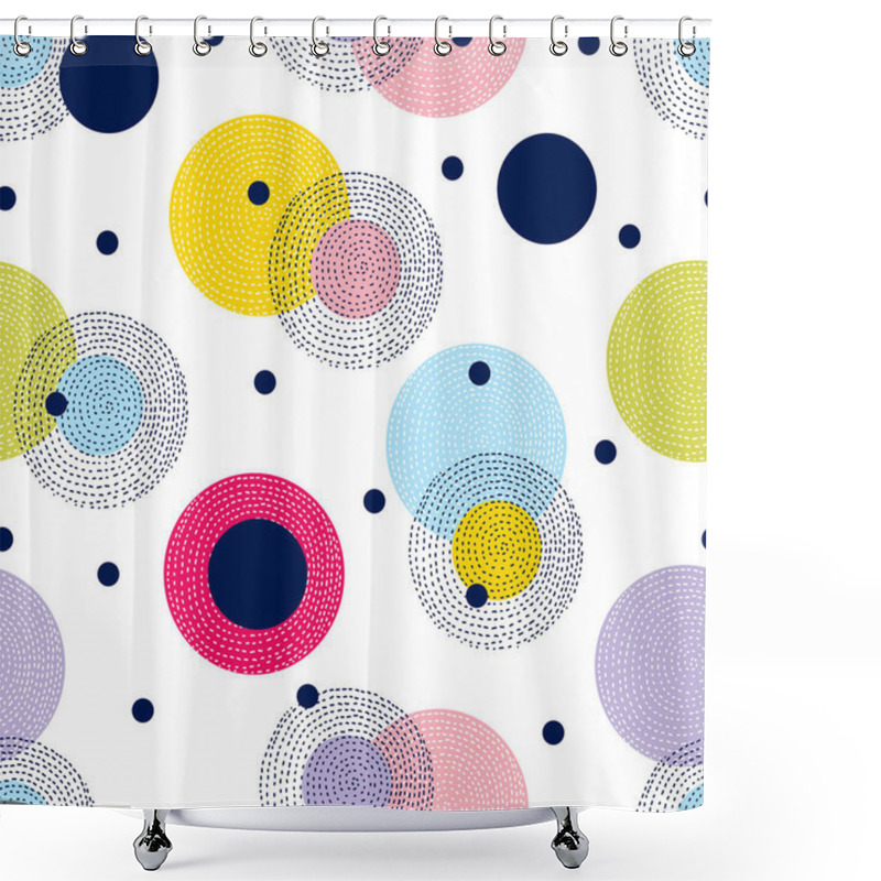 Personality  Seamless Pattern, Polka Dot Fabric, Wallpaper, Vector. Cheerful Polka Dot Vector Seamless Pattern. Can Be Used In Textile Industry, Paper, Background, Scrapbooking. Shower Curtains