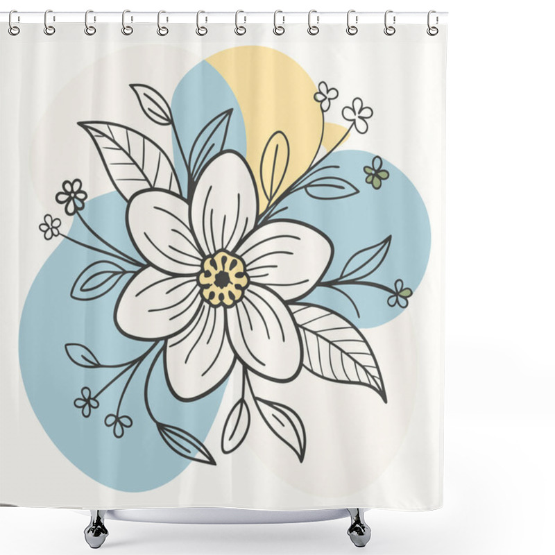 Personality  Minimalist Floral Circle Illustration Shower Curtains