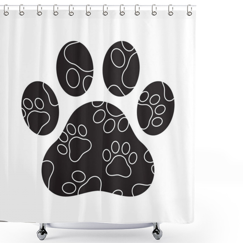 Personality  Dog Paw Vector Footprint Logo Icon Camouflage Graphic Symbol Illustration French Bulldog Bear Cat Cartoon Shower Curtains