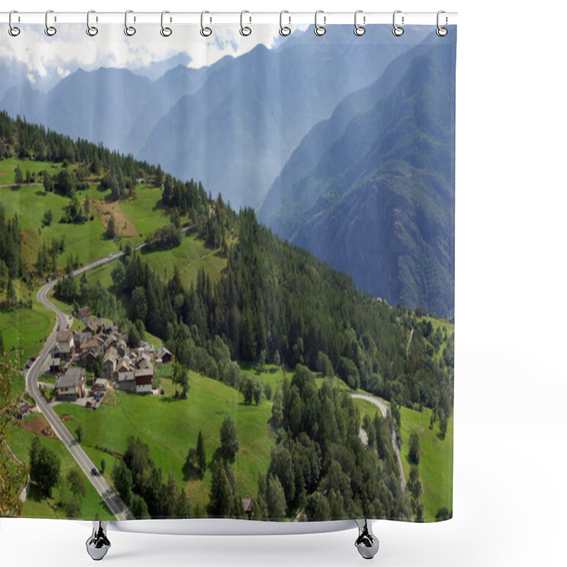 Personality  Houses In A Slope Of The Valle D'Aosta Shower Curtains