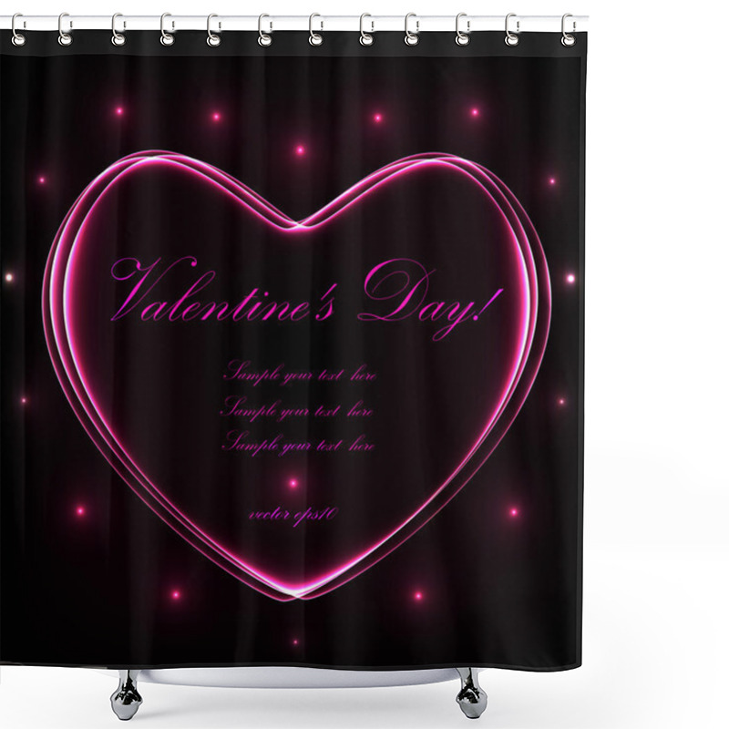 Personality  Glowing Heart On Black Shower Curtains