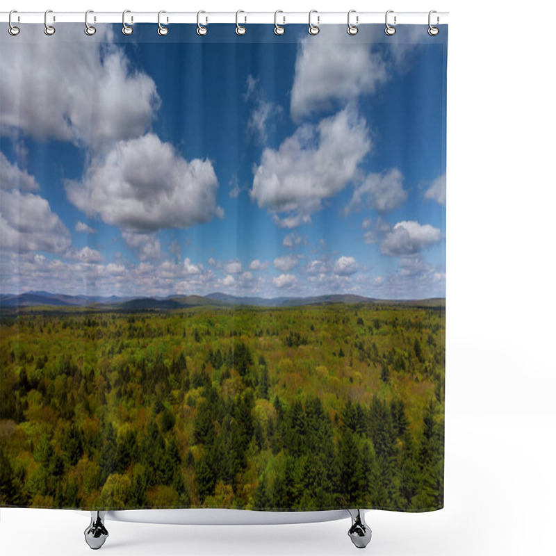 Personality  Pocono Mountains Pennsylvania Landscape With Green Meadow And Forest Shower Curtains