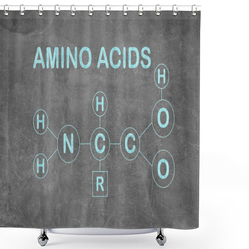 Personality  Text AMINO ACIDS And Chemical Formula On Light Grey Stone Surface Shower Curtains