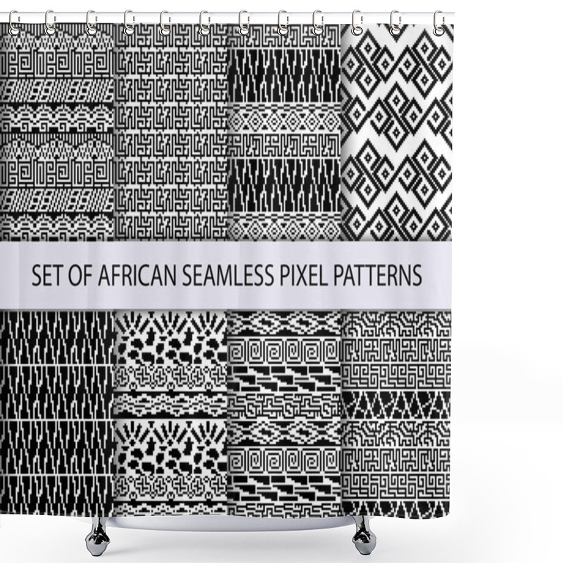 Personality  Collection Of Pixel Seamless Patterns With African Ethnic And Tribal Ornament. Shower Curtains