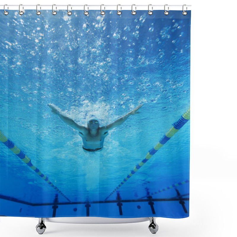 Personality  Man Swimming In Pool Shower Curtains